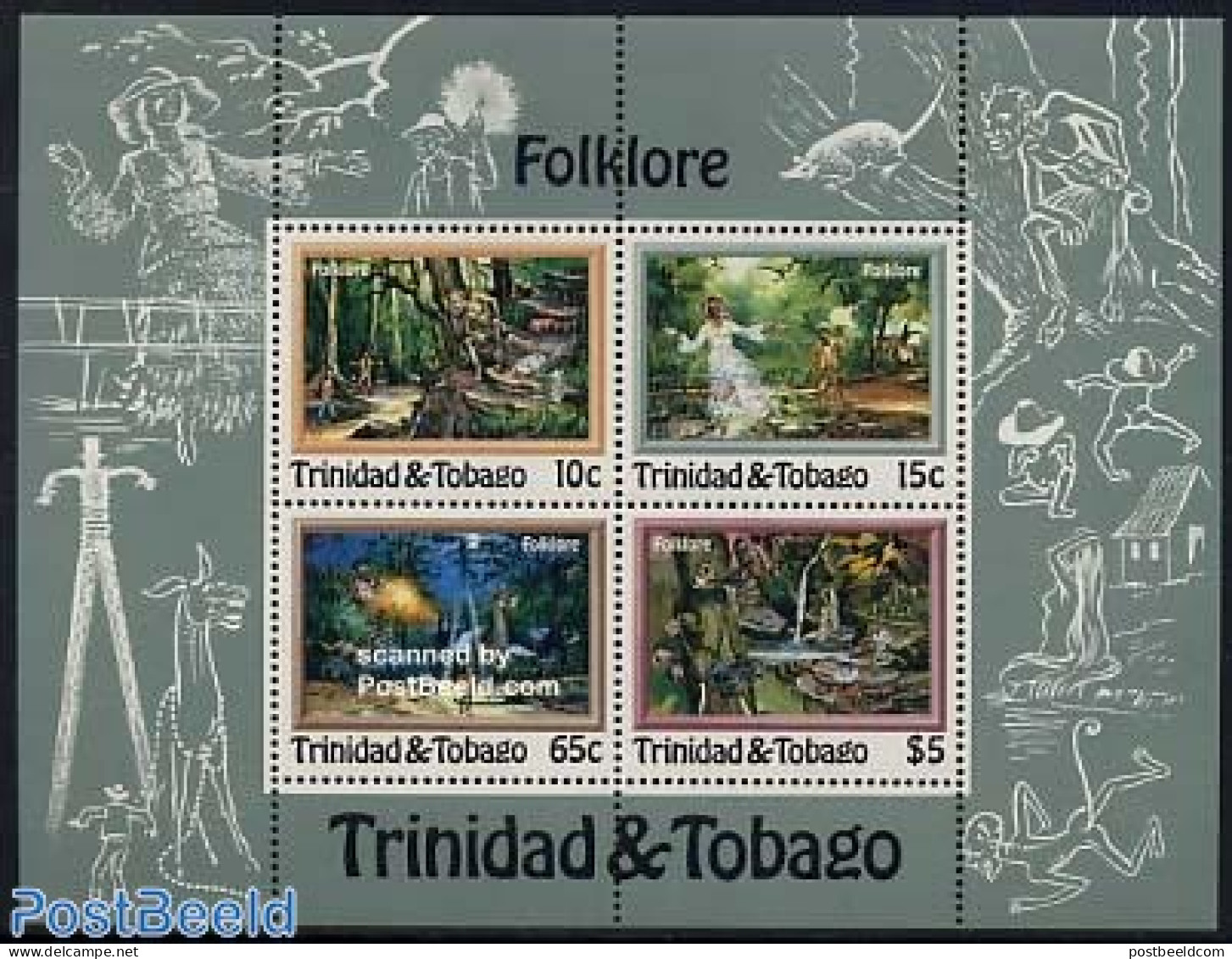 Trinidad & Tobago 1982 Folklore, Tales S/s, Mint NH, Art - Fairytales - Fairy Tales, Popular Stories & Legends