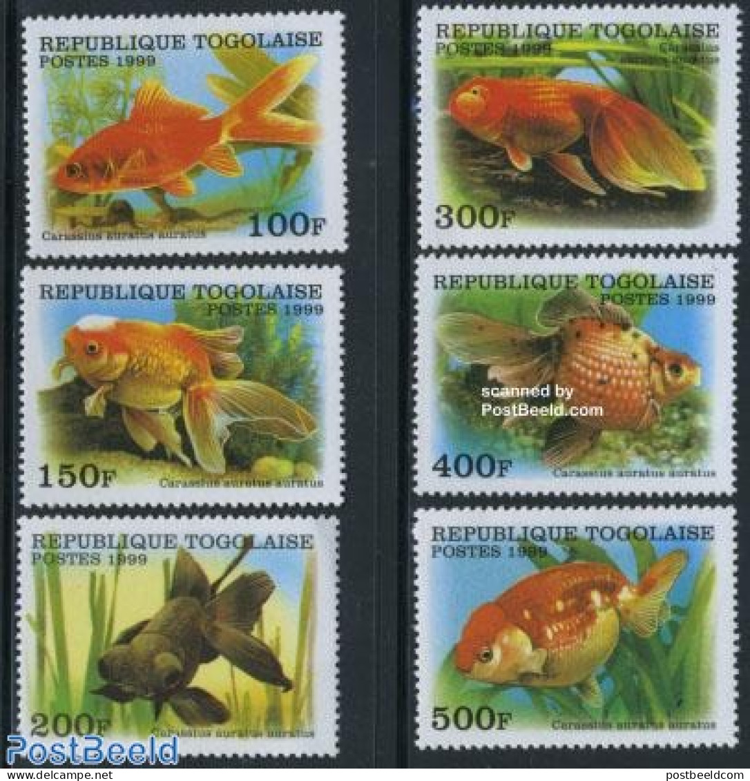 Togo 1999 Goldfish 6v, Mint NH, Nature - Fish - Vissen