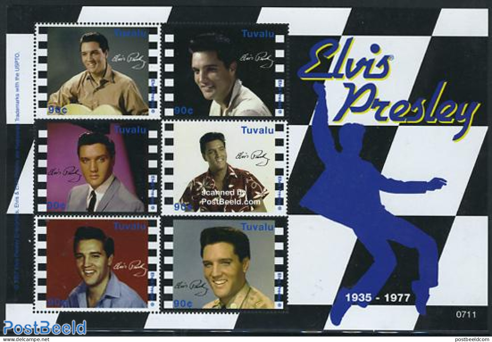 Tuvalu 2007 Elvis Presley 6v M/s, Mint NH, Performance Art - Elvis Presley - Music - Popular Music - Art - Handwriting.. - Elvis Presley