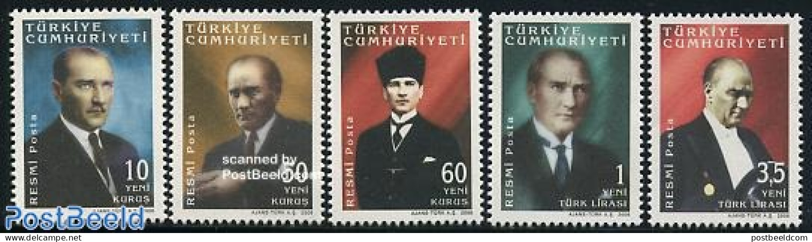 Türkiye 2006 On Service, Kemal Ataturk 5v, Mint NH, History - Politicians - Other & Unclassified