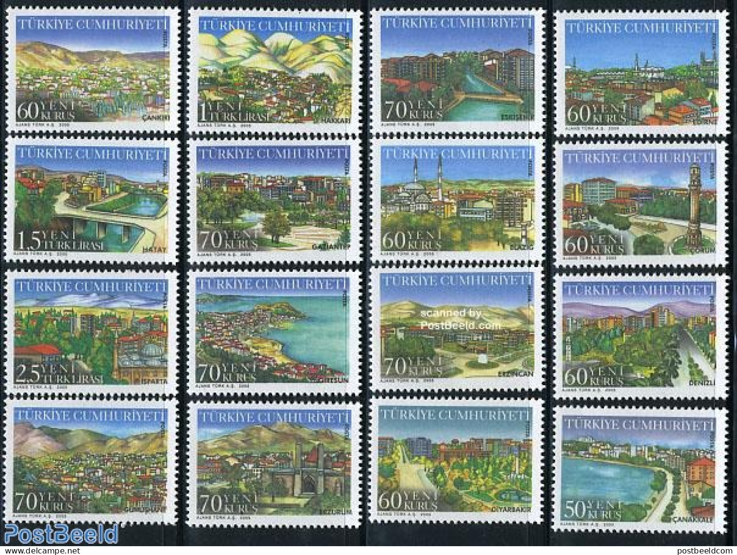 Türkiye 2005 Definitives 16v, Mint NH, Art - Bridges And Tunnels - Other & Unclassified