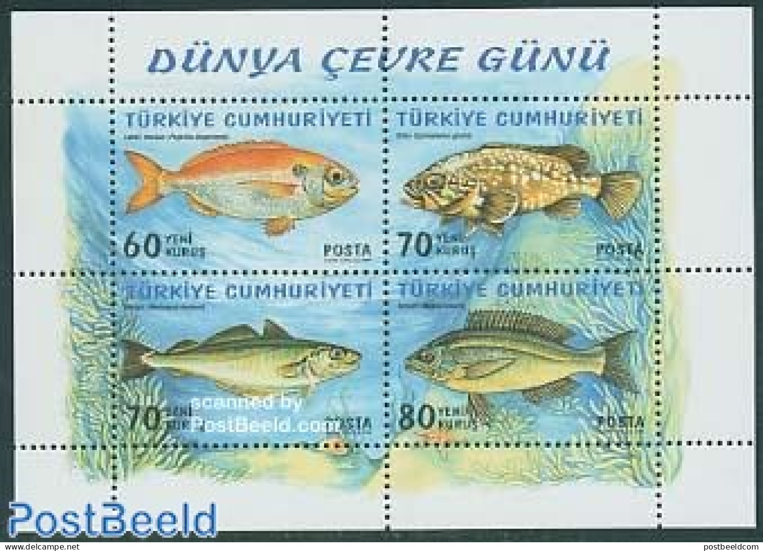 Türkiye 2005 Environment, Fish 4v M/s, Mint NH, Nature - Fish - Sonstige & Ohne Zuordnung