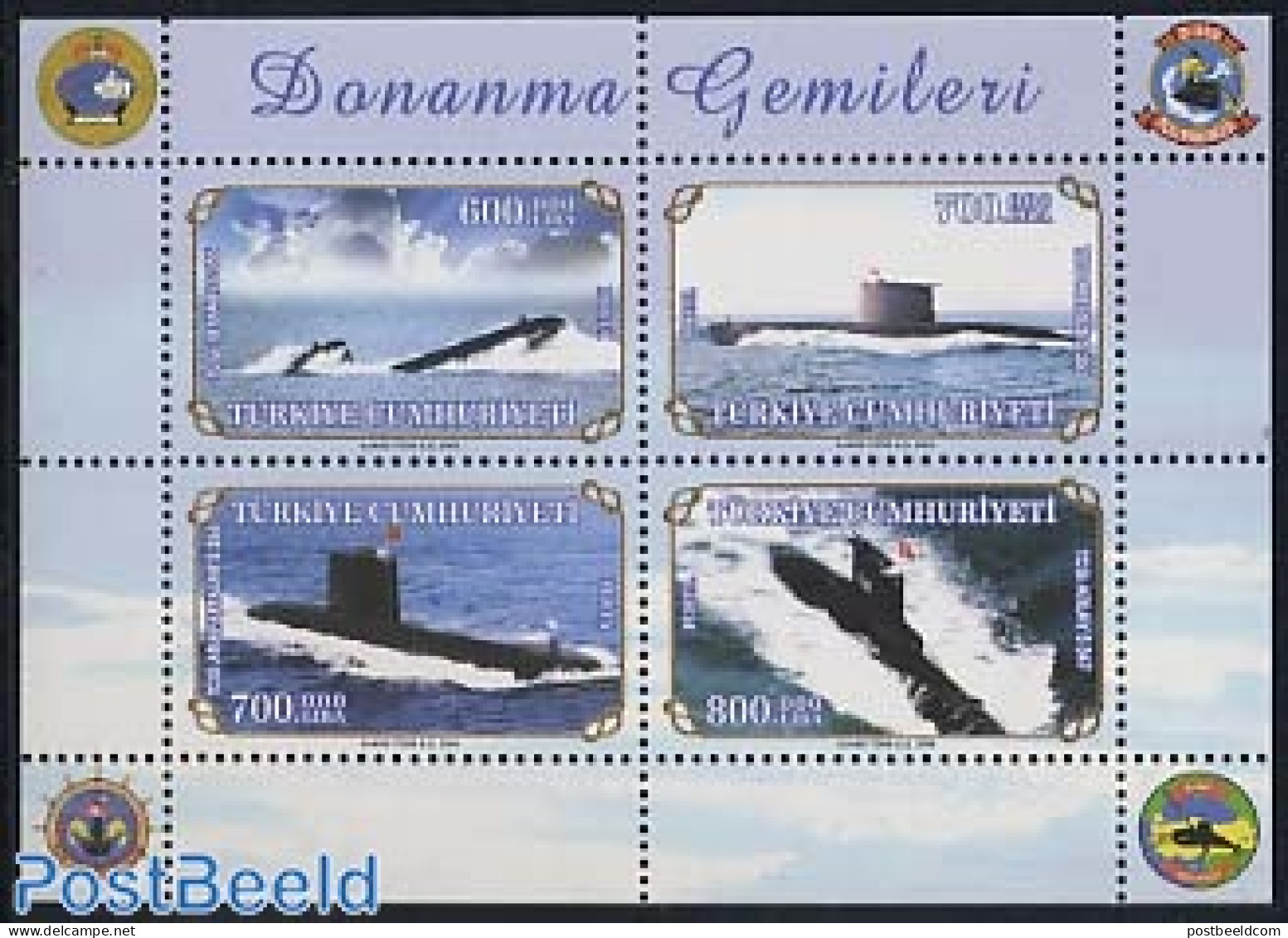 Türkiye 2004 Submarines 4v M/s, Mint NH, History - Transport - Decorations - Ships And Boats - Other & Unclassified