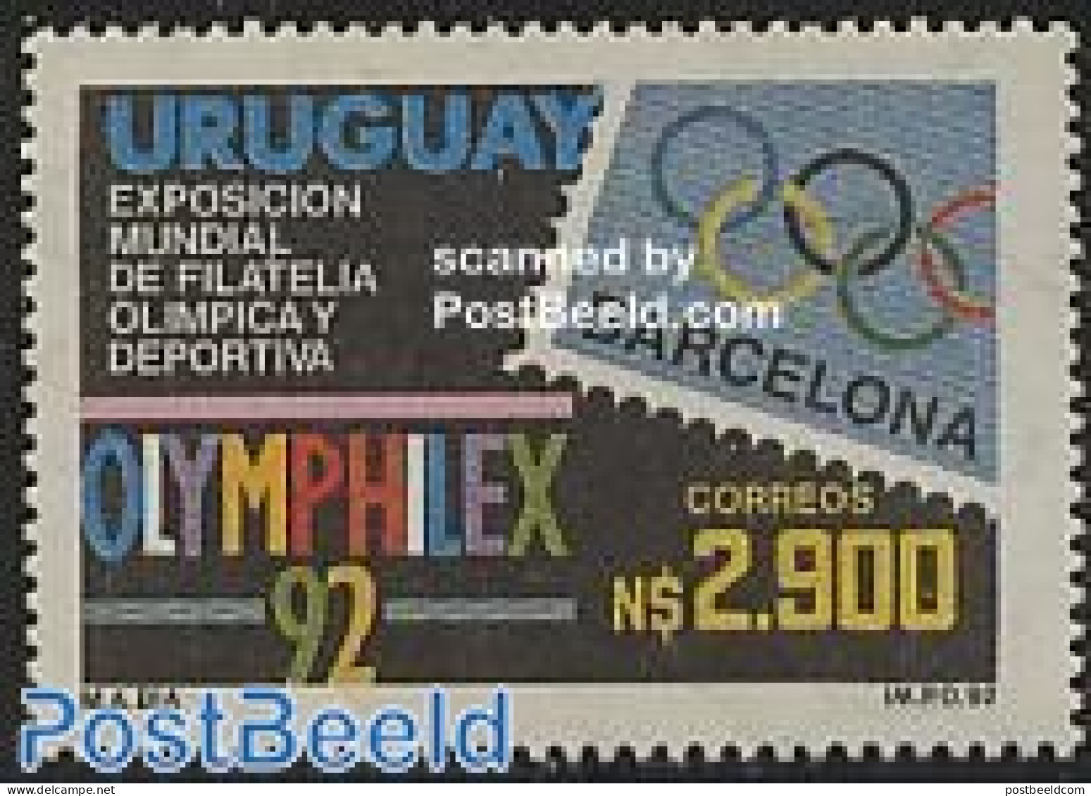 Uruguay 1992 Olymphilex 1v, Mint NH, Sport - Olympic Games - Stamps On Stamps - Stamps On Stamps