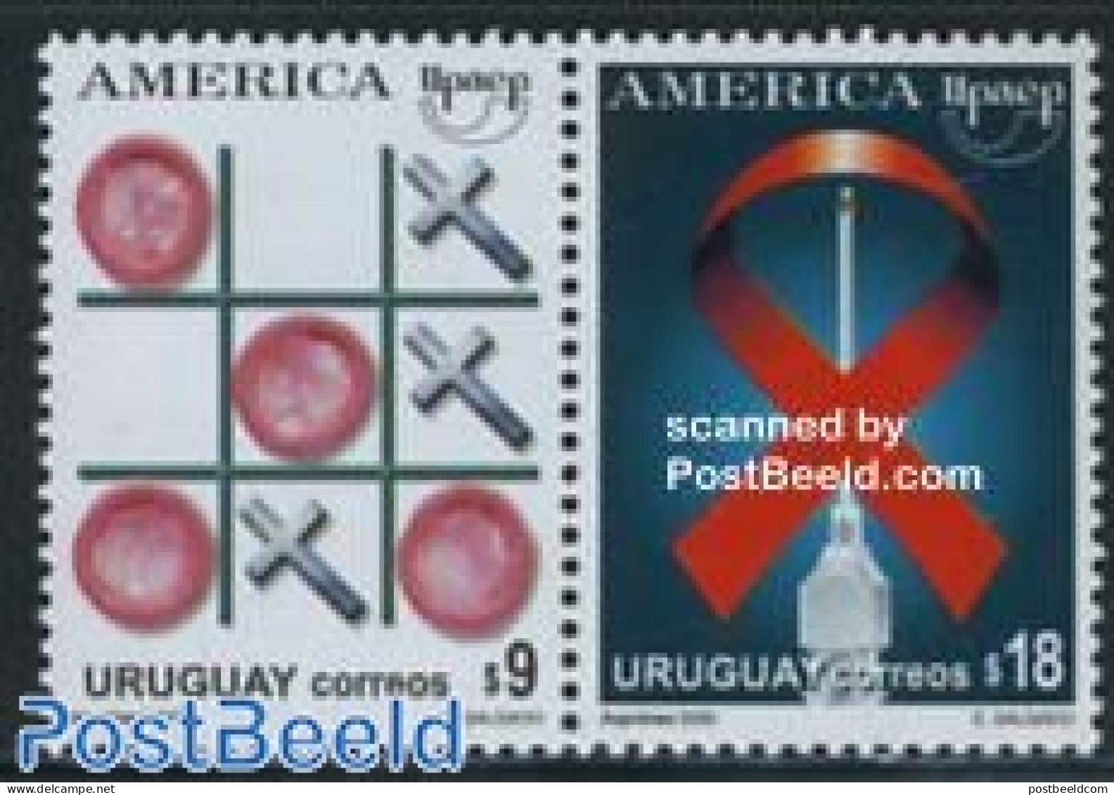 Uruguay 2000 UPAEP, Anti AIDS 2v [:], Mint NH, Health - AIDS - Health - U.P.A.E. - Malattie