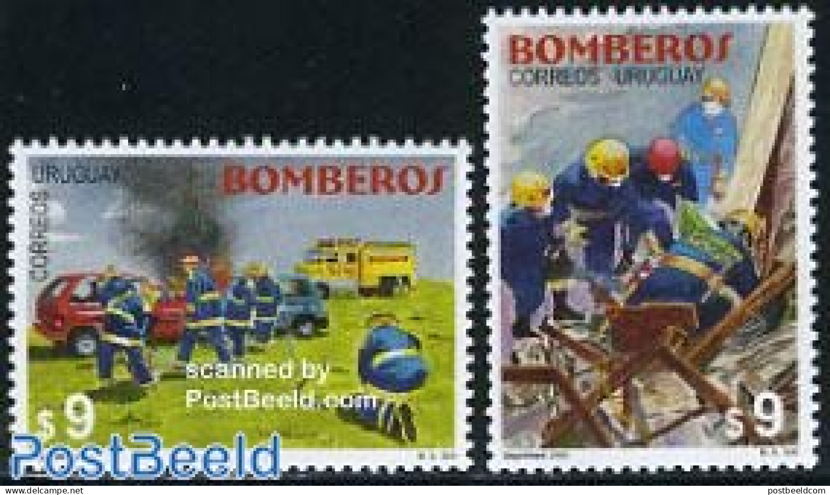 Uruguay 2000 Fire Corps 2v, Mint NH, Transport - Automobiles - Fire Fighters & Prevention - Autos