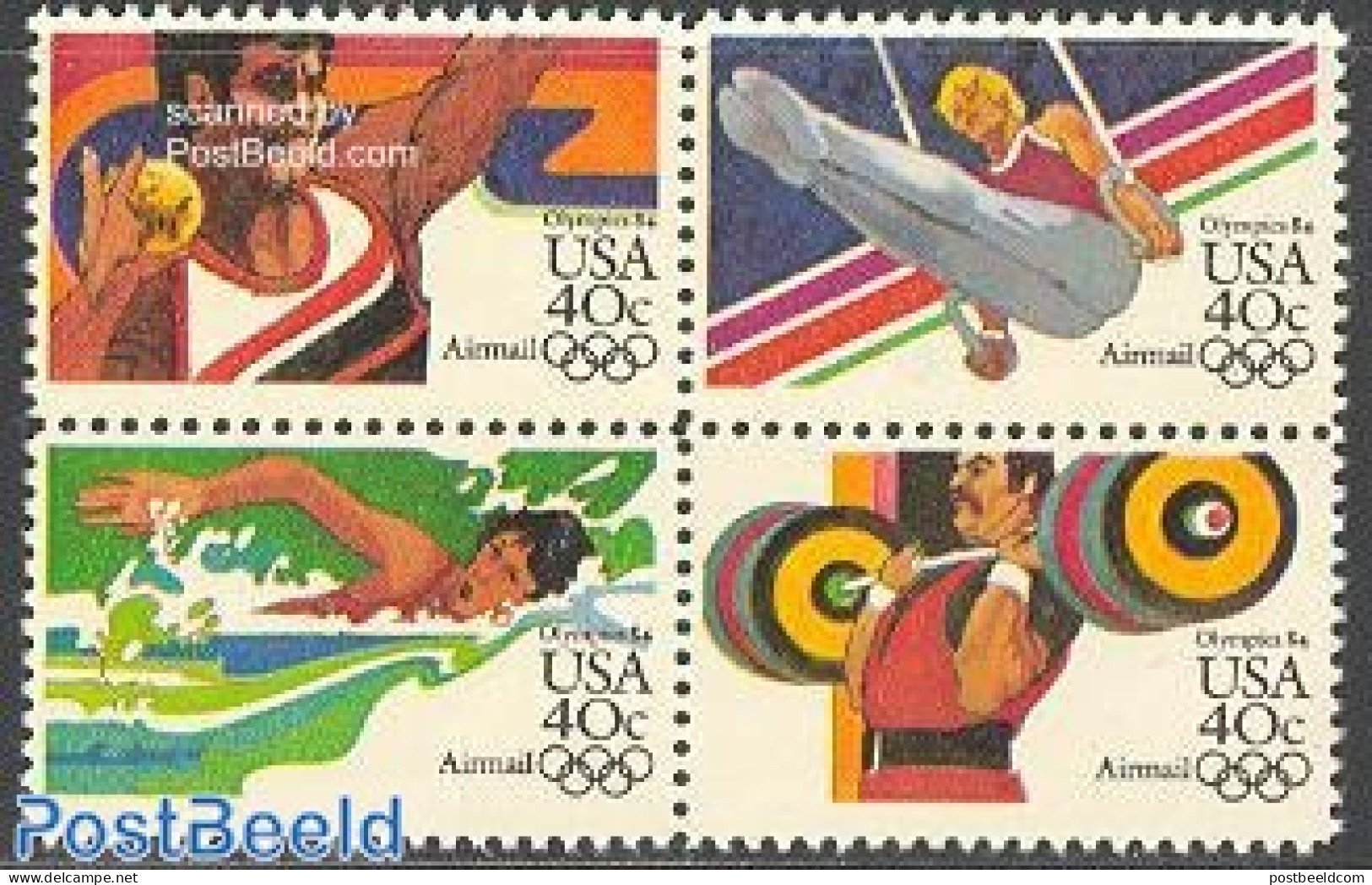 United States Of America 1983 Olympic Games 4v [+] Perf. Line 11, Mint NH, Sport - Athletics - Olympic Games - Swimmin.. - Ongebruikt