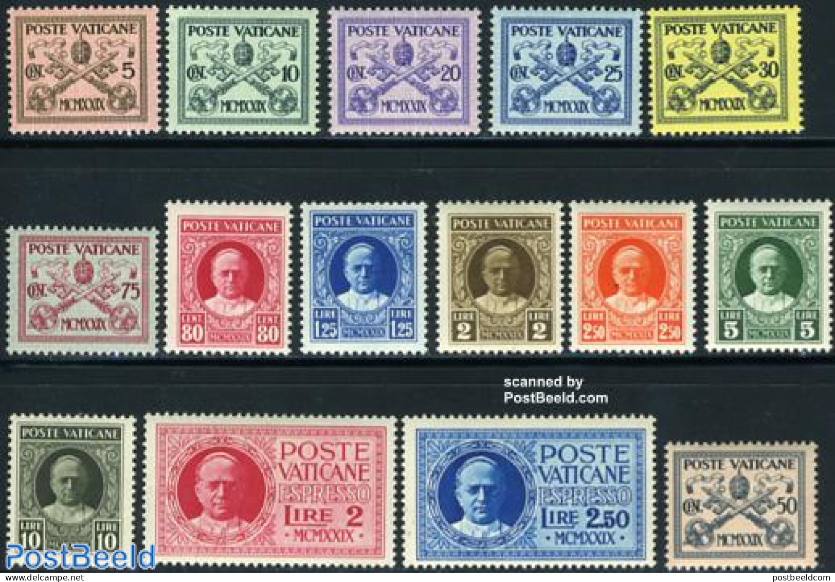 Vatican 1929 Definitives 15v, Unused (hinged), Religion - Pope - Unused Stamps