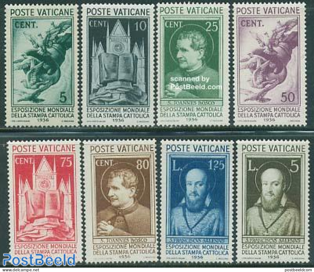 Vatican 1936 Catholic Press Exposition 8v, Mint NH, History - Religion - Newspapers & Journalism - Religion - Art - Bo.. - Unused Stamps