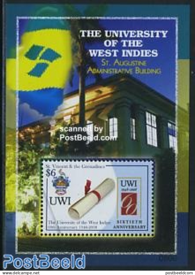 Saint Vincent 2008 University Of The West Indies S/s, Mint NH, History - Nature - Science - Coat Of Arms - Birds - Edu.. - St.Vincent (1979-...)