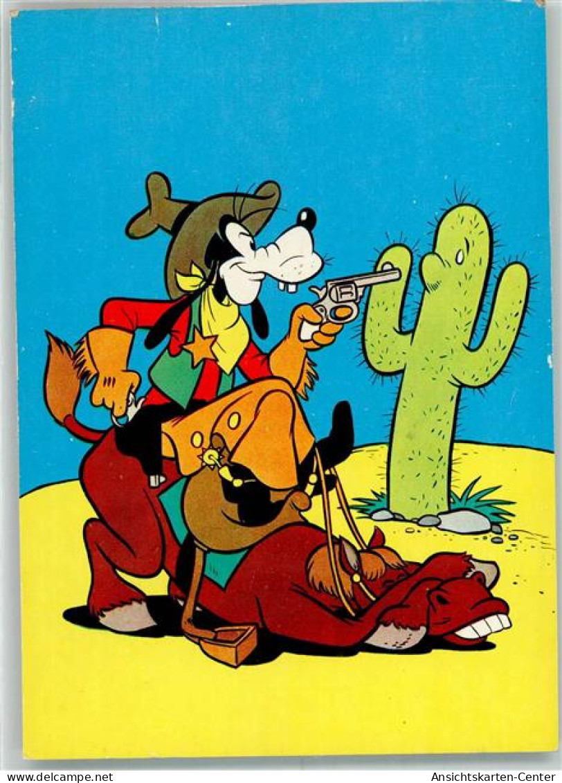 39786011 - Goofy Zielt Auf Einem Lachenden Pferd Sitzend In Der Wueste Mit Einer Pistole Auf Einen Kaktus Cowboy Pferd  - Disney