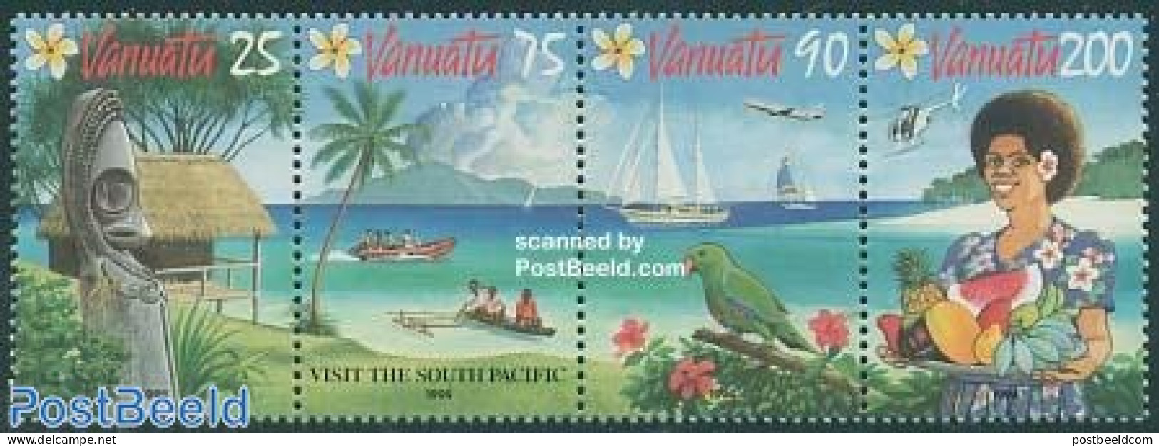 Vanuatu 1994 Tourism 4v [:::], Mint NH, Nature - Transport - Birds - Helicopters - Aircraft & Aviation - Ships And Boats - Hélicoptères