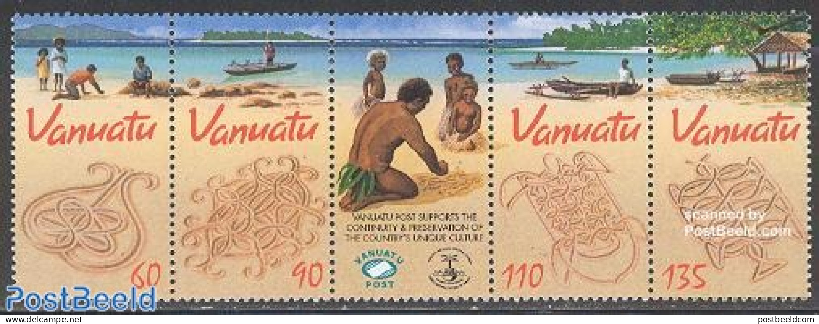 Vanuatu 2001 Sand Design 4v+tab [::T::], Mint NH, Nature - Turtles - Vanuatu (1980-...)