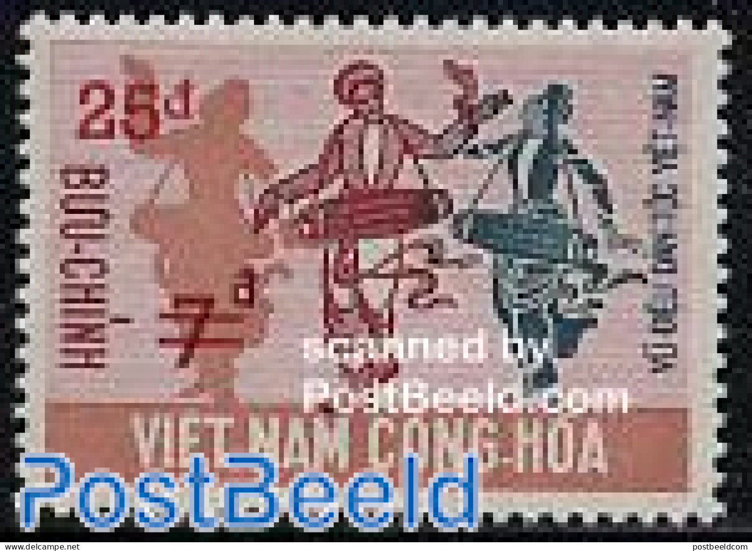 Vietnam, South 1974 Overprint, Folk Dance 1v, Mint NH, Performance Art - Various - Dance & Ballet - Folklore - Dans