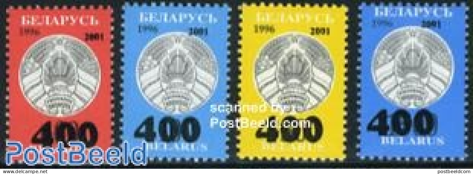 Belarus 2001 Overprints 4v, Mint NH, History - Coat Of Arms - Wit-Rusland
