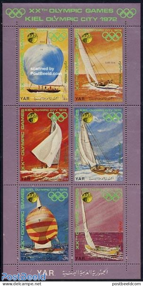 Yemen, Arab Republic 1971 Kiel Olympic City 6v M/s, Mint NH, Sport - Transport - Olympic Games - Sailing - Ships And B.. - Voile