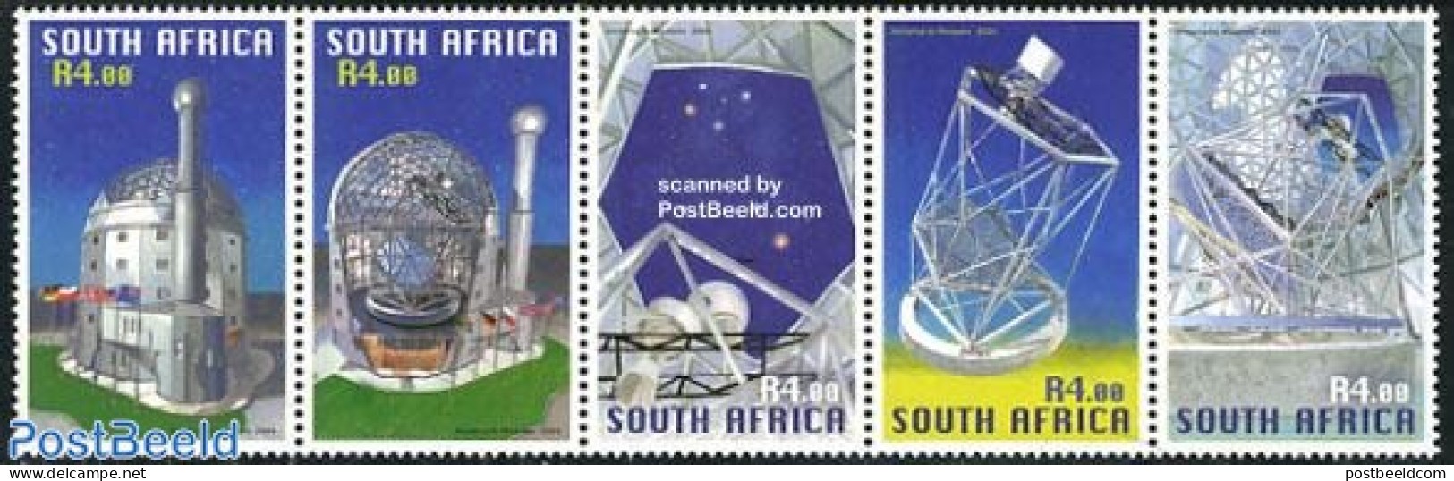 South Africa 2004 Large Telescope 5v [::::], Mint NH, Science - Telecommunication - Nuevos