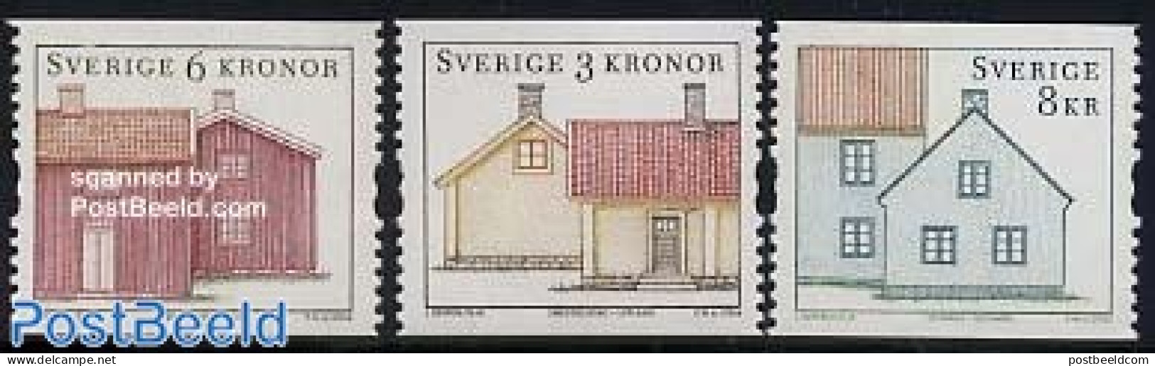 Sweden 2004 Houses 3v, Mint NH, Art - Architecture - Ungebraucht