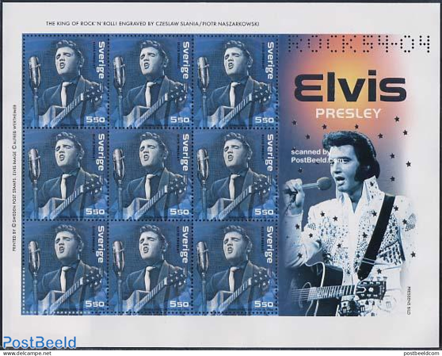 Sweden 2004 Elvis Presley 9v M/s, Mint NH, Performance Art - Elvis Presley - Music - Popular Music - Neufs