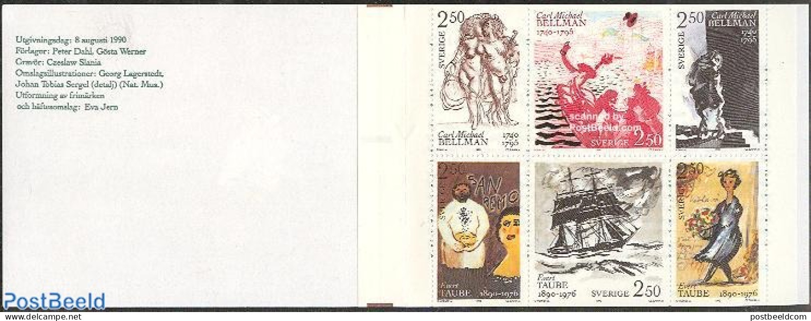 Sweden 1990 Bellman/Taube 6v In Booklet, Mint NH, Transport - Ships And Boats - Art - Modern Art (1850-present) - Unused Stamps