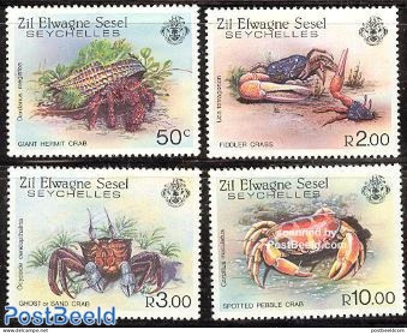 Seychelles, Zil Eloigne Sesel 1984 Crabs 4v, Mint NH, Nature - Shells & Crustaceans - Maritiem Leven