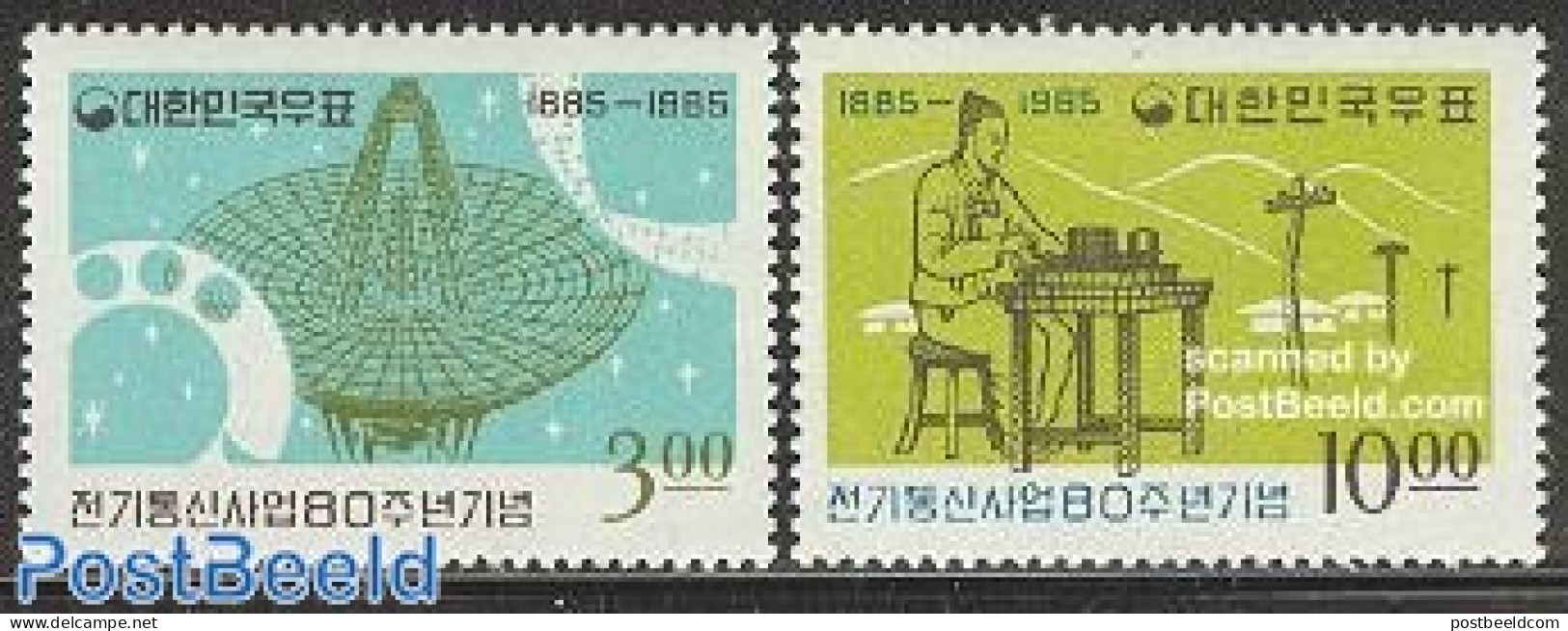 Korea, South 1965 Telecommunications 2v, Mint NH, Science - Computers & IT - Telecommunication - Informatique