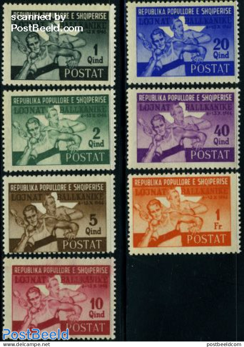 Albania 1946 Balkan Games 7v, Unused (hinged), Sport - Athletics - Sport (other And Mixed) - Athletics