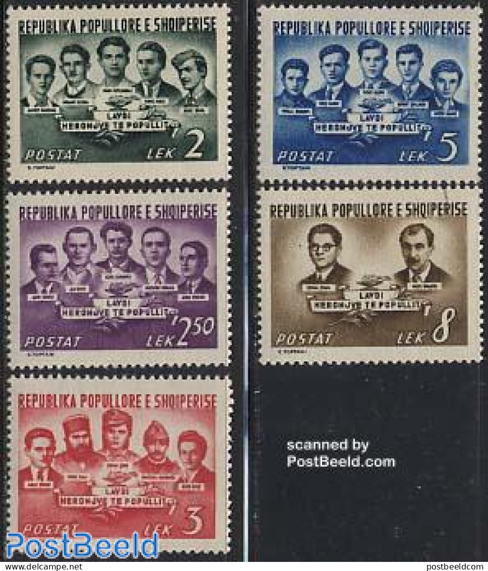 Albania 1950 Liberation Anniversary 5v, Mint NH - Albanie