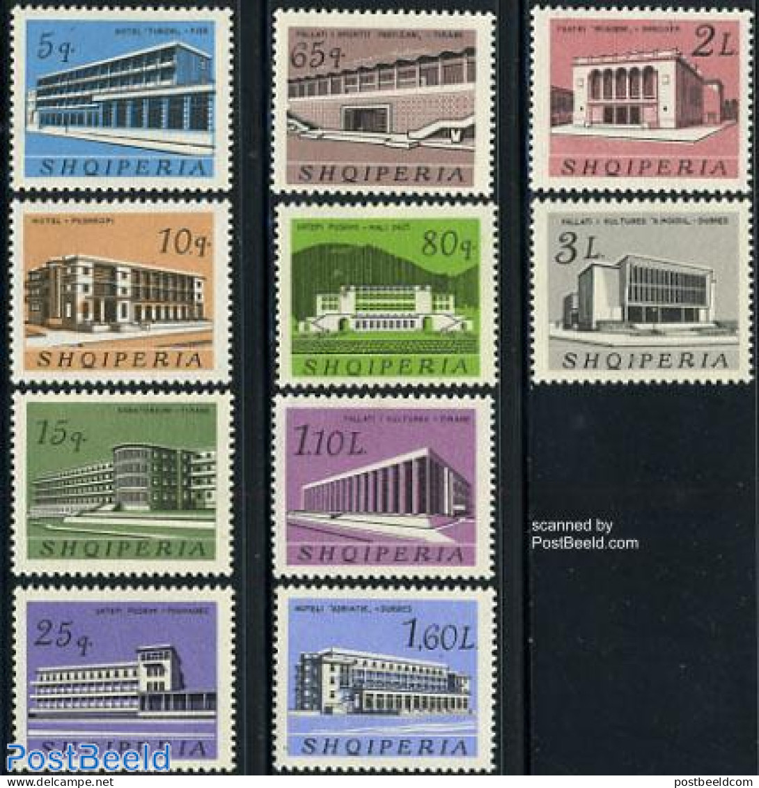 Albania 1965 Cultural Buildings 10v, Mint NH, Performance Art - Various - Theatre - Hotels - Tourism - Art - Modern Ar.. - Theater