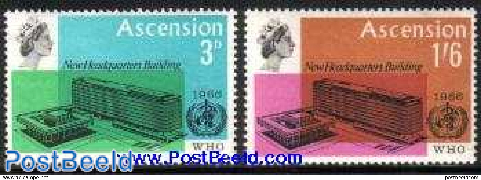 Ascension 1966 WHO New Headquarters 2v, Mint NH, Health - Health - Ascension (Ile De L')