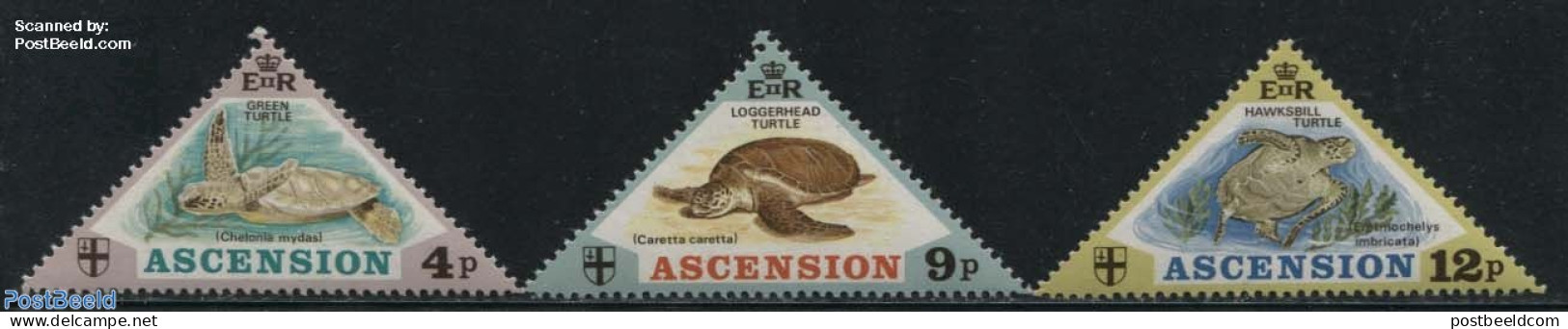 Ascension 1973 Sea Turtles 3v, Unused (hinged), Nature - Reptiles - Turtles - Ascension