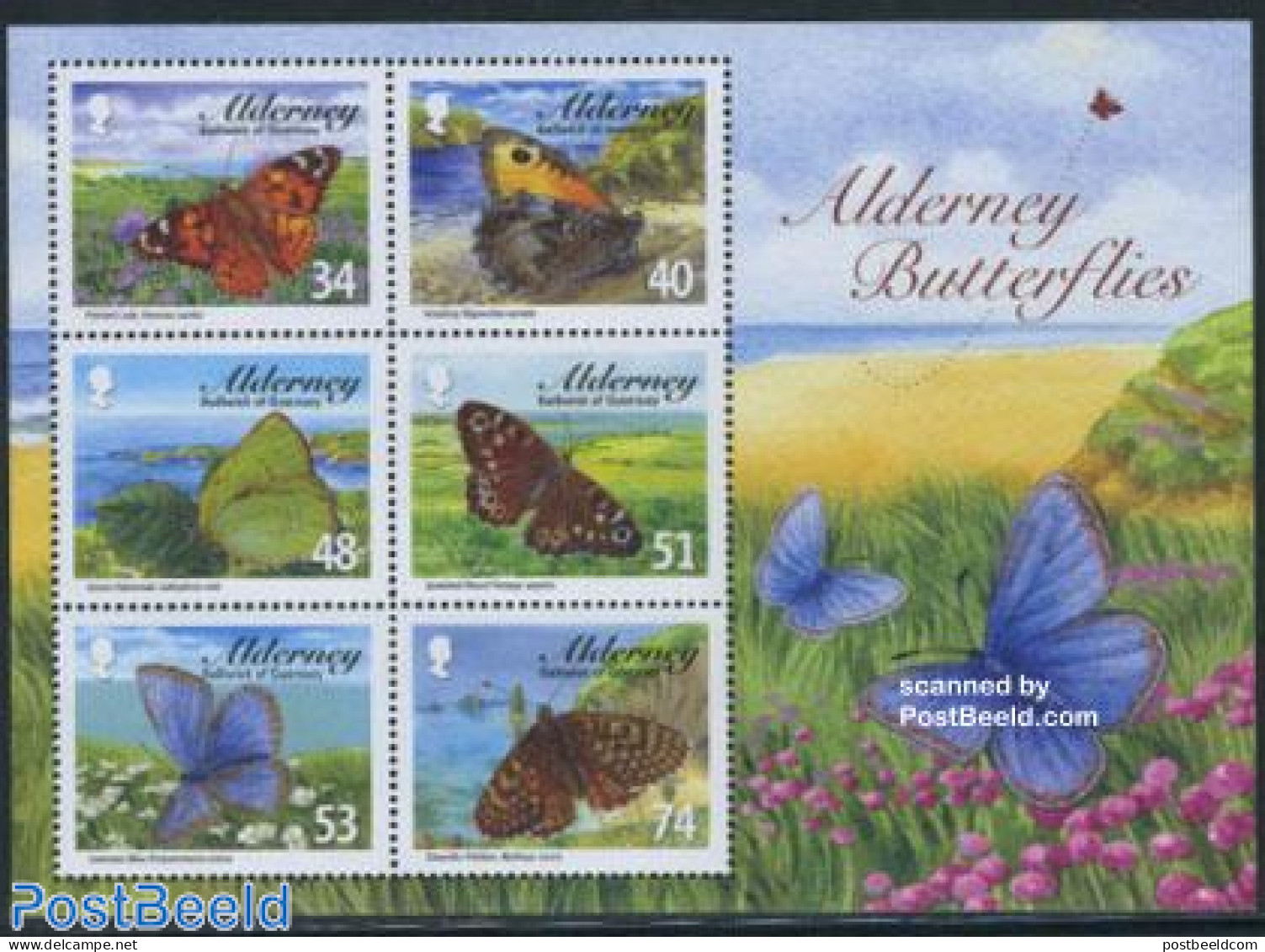 Alderney 2008 Butterflies S/s, Mint NH, Nature - Animals (others & Mixed) - Butterflies - Alderney
