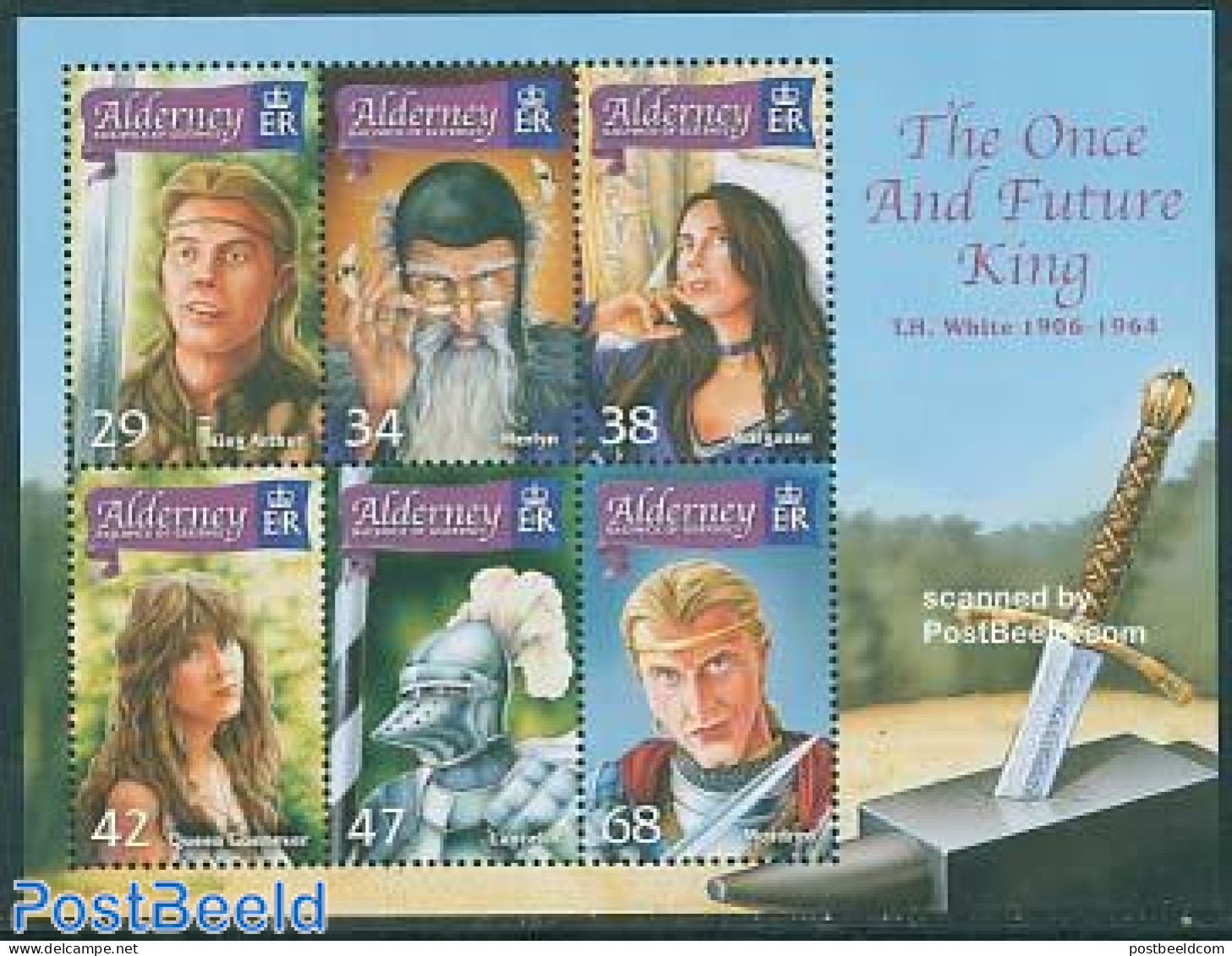 Alderney 2006 The Once And Future King 6v M/s, Mint NH, History - Knights - Art - Authors - Ecrivains