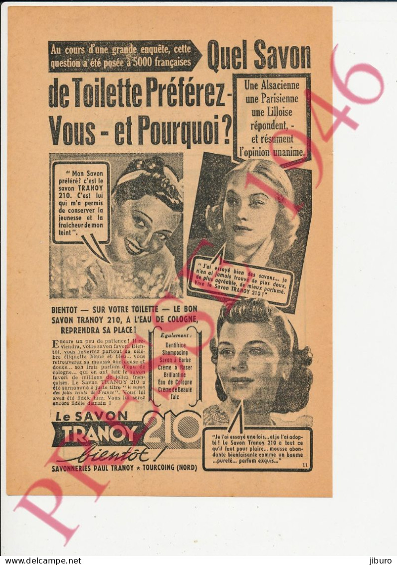 2 Vues Publicité 1946 Savon Tranoy 210 à L'eau De Cologne Nessel Lisbeth Soultzmatt (eau) Seltemann-Peter Altkirch - Unclassified
