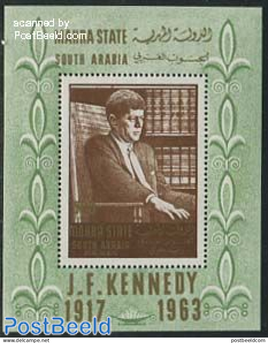 Aden 1967 Mahra, J.F. Kennedy S/s, Mint NH, History - American Presidents - Art - Books - Other & Unclassified