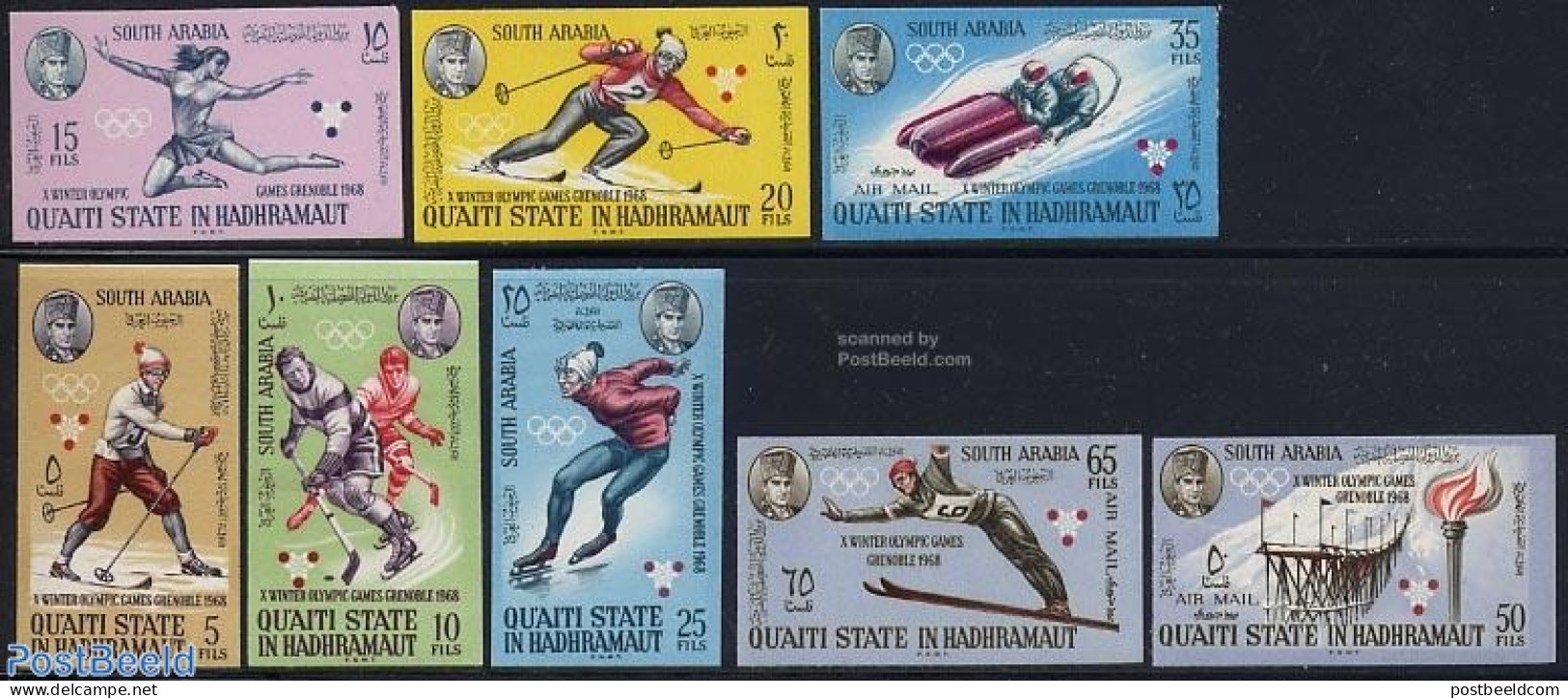 Aden 1967 Olympic Winter Games 8v Imperforated, Mint NH, Sport - (Bob) Sleigh Sports - Ice Hockey - Olympic Winter Gam.. - Winter (Other)