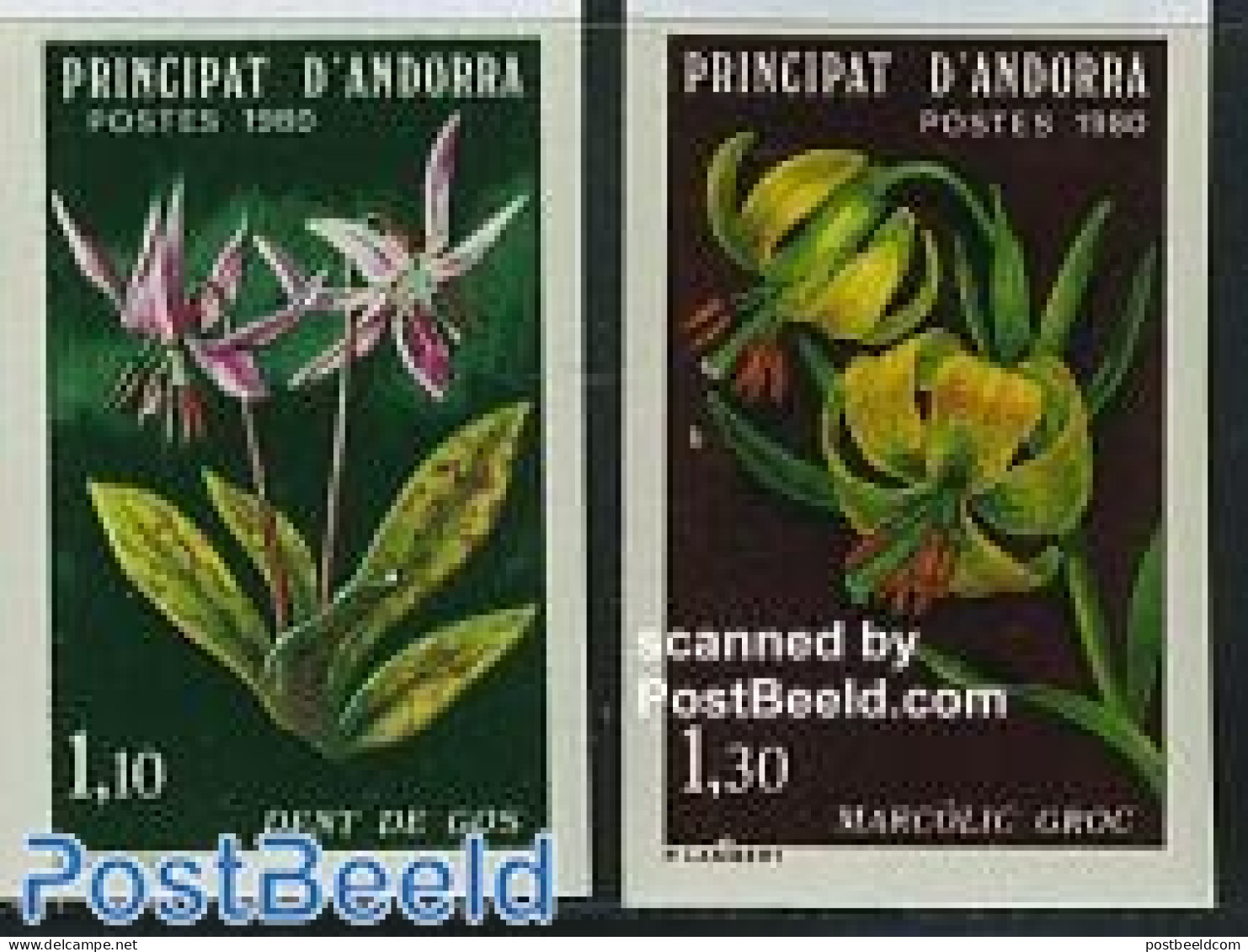 Andorra, French Post 1980 Flowers 2v Imperforated, Mint NH, Nature - Flowers & Plants - Ungebraucht