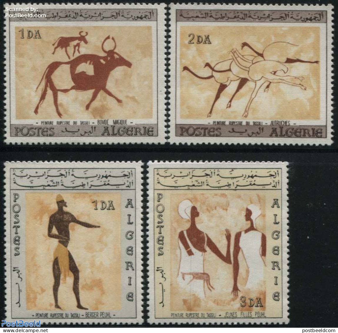 Algeria 1966 Tassili Rock Paintings 4v, Mint NH, Art - Cave Paintings - Unused Stamps