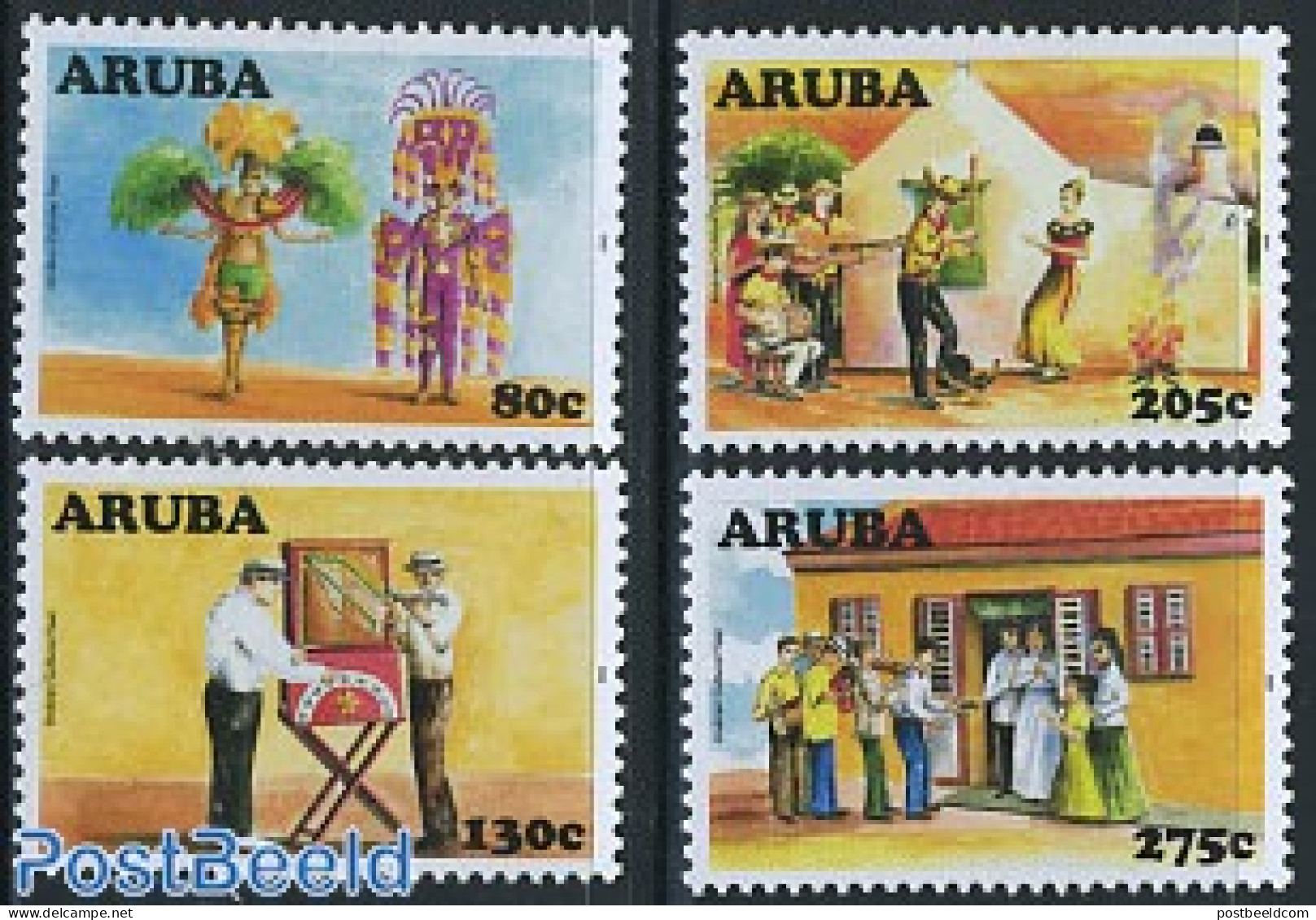 Aruba 2008 Cultural Year 4v, Mint NH, Performance Art - Various - Music - Folklore - Musique