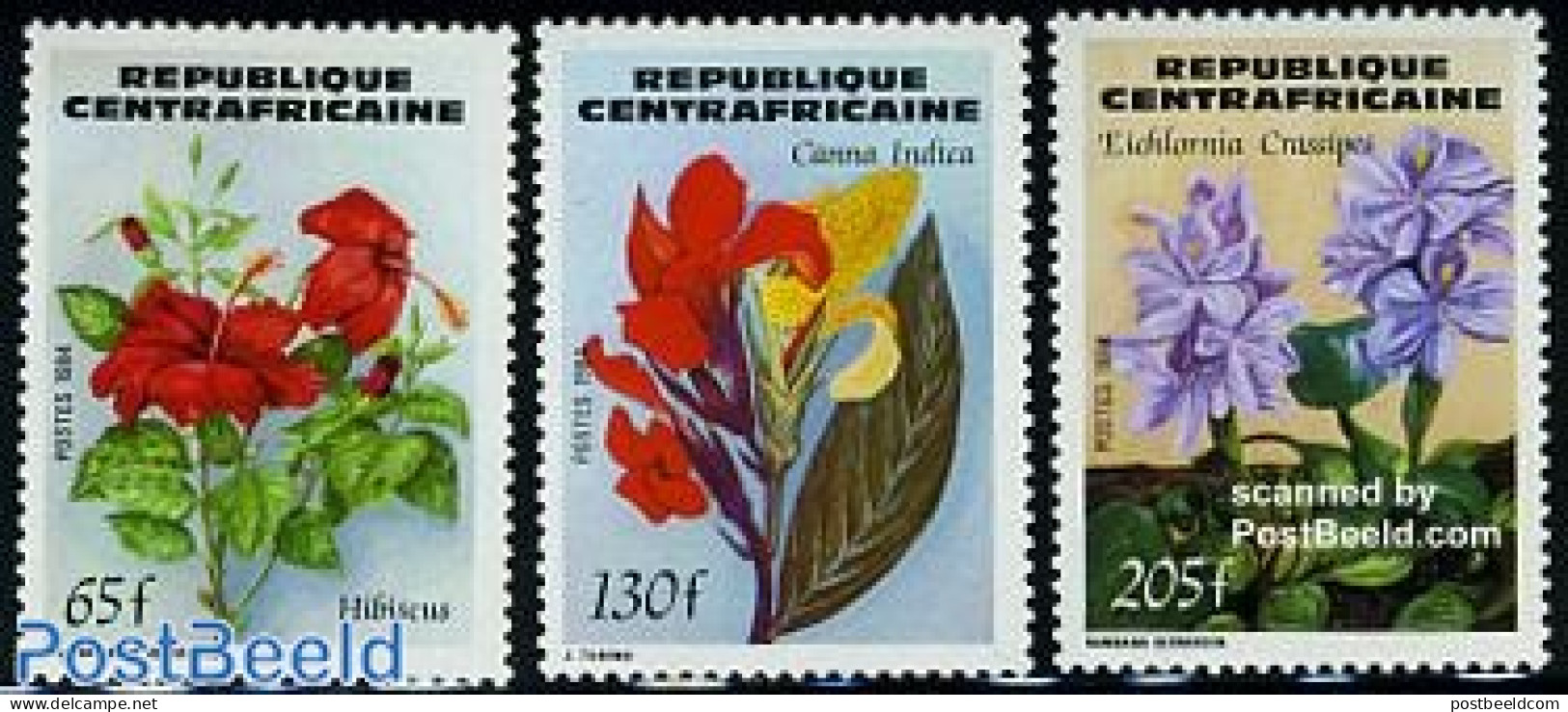 Central Africa 1984 Flowers 3v, Mint NH, Nature - Flowers & Plants - Central African Republic