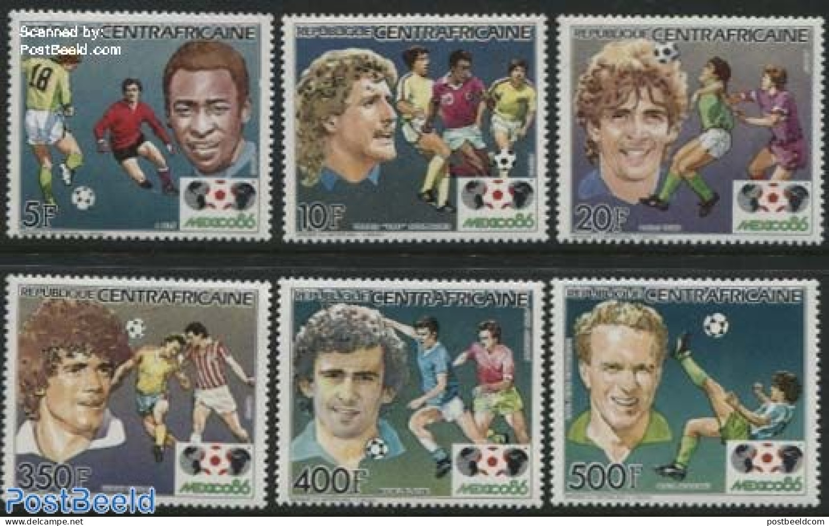 Central Africa 1985 World Cup Football 6v, Mint NH, Sport - Football - Centrafricaine (République)