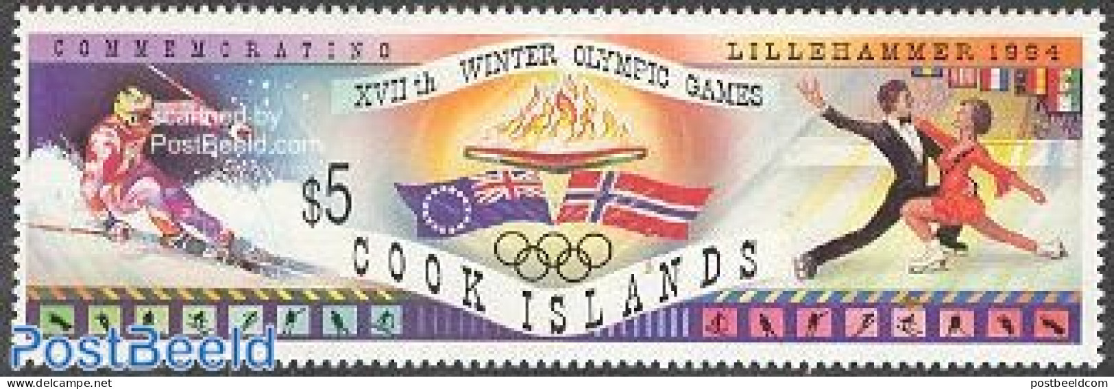 Cook Islands 1994 Olympic Winter Games Lillehammer 1v, Mint NH, Sport - Olympic Winter Games - Skating - Skiing - Skiing