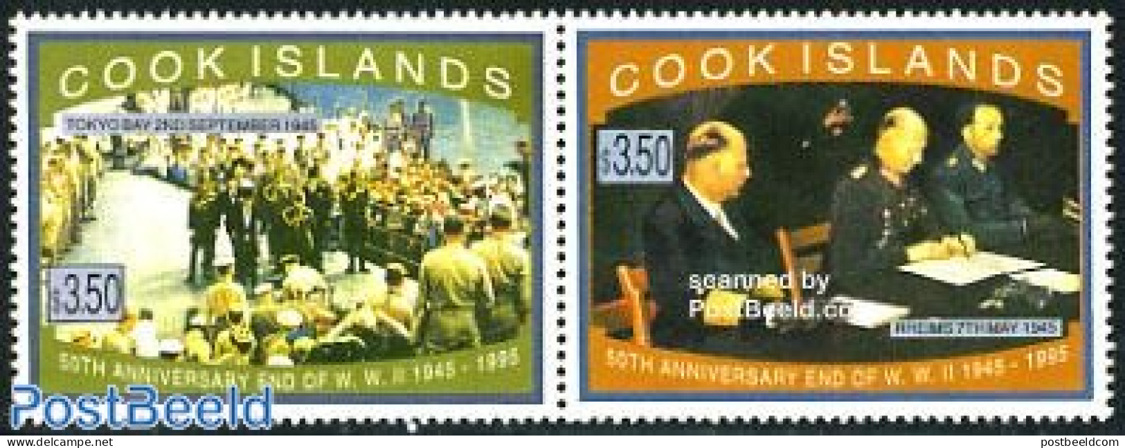 Cook Islands 1995 End Of World War II 2v, Mint NH, History - Transport - World War II - Ships And Boats - Guerre Mondiale (Seconde)