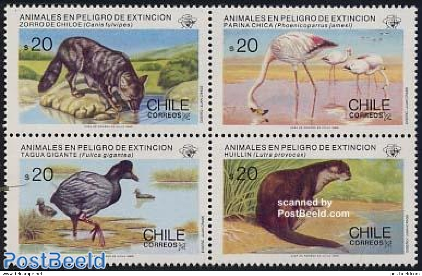 Chile 1985 Animals 4v [+], Mint NH, Nature - Animals (others & Mixed) - Birds - Flamingo - Chili