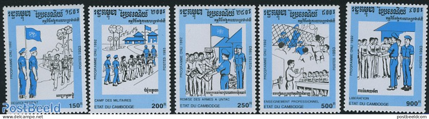 Cambodia 1993 UNTAC 5v, Mint NH, History - United Nations - Cambodja
