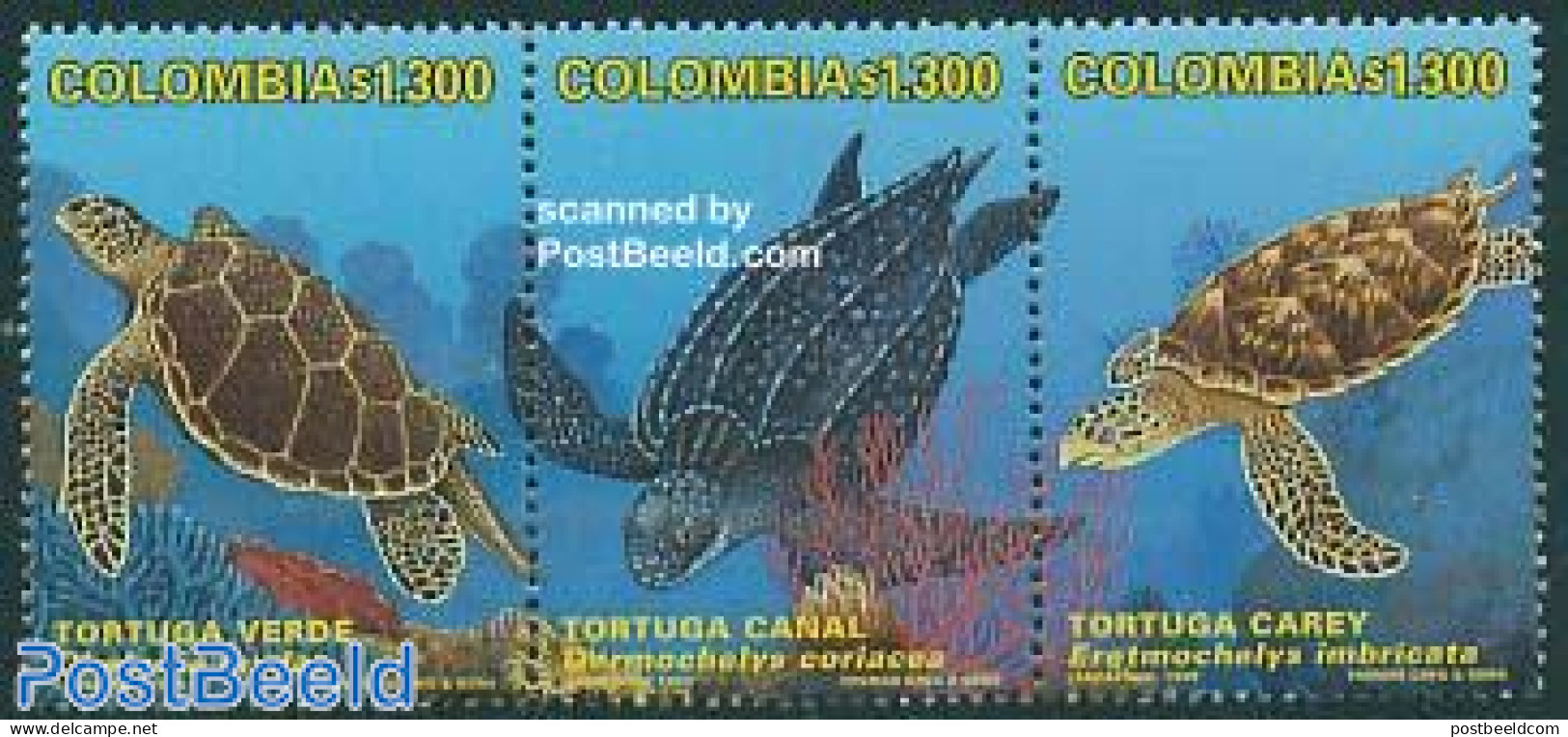 Colombia 1999 Sea Turtles 3v [::], Mint NH, Nature - Reptiles - Turtles - Colombia