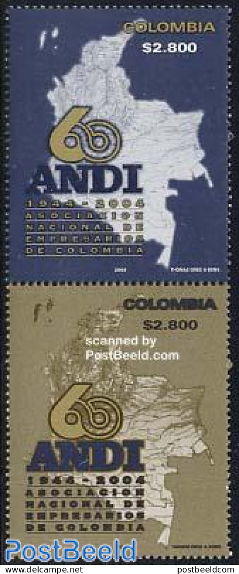 Colombia 2004 60 Years ANDI 2v [:], Mint NH, Various - Maps - Géographie