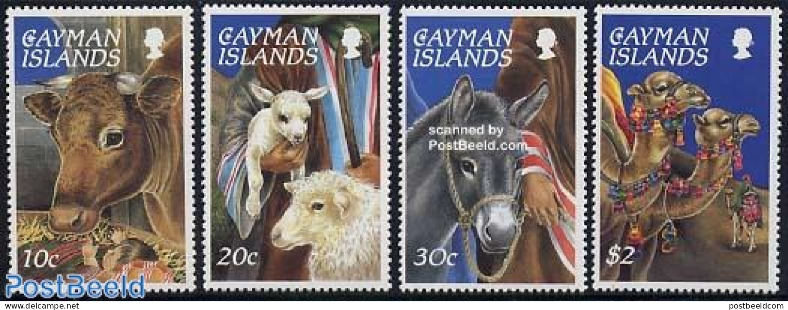 Cayman Islands 1995 Christmas 4v, Mint NH, Nature - Religion - Animals (others & Mixed) - Camels - Cattle - Horses - C.. - Kerstmis