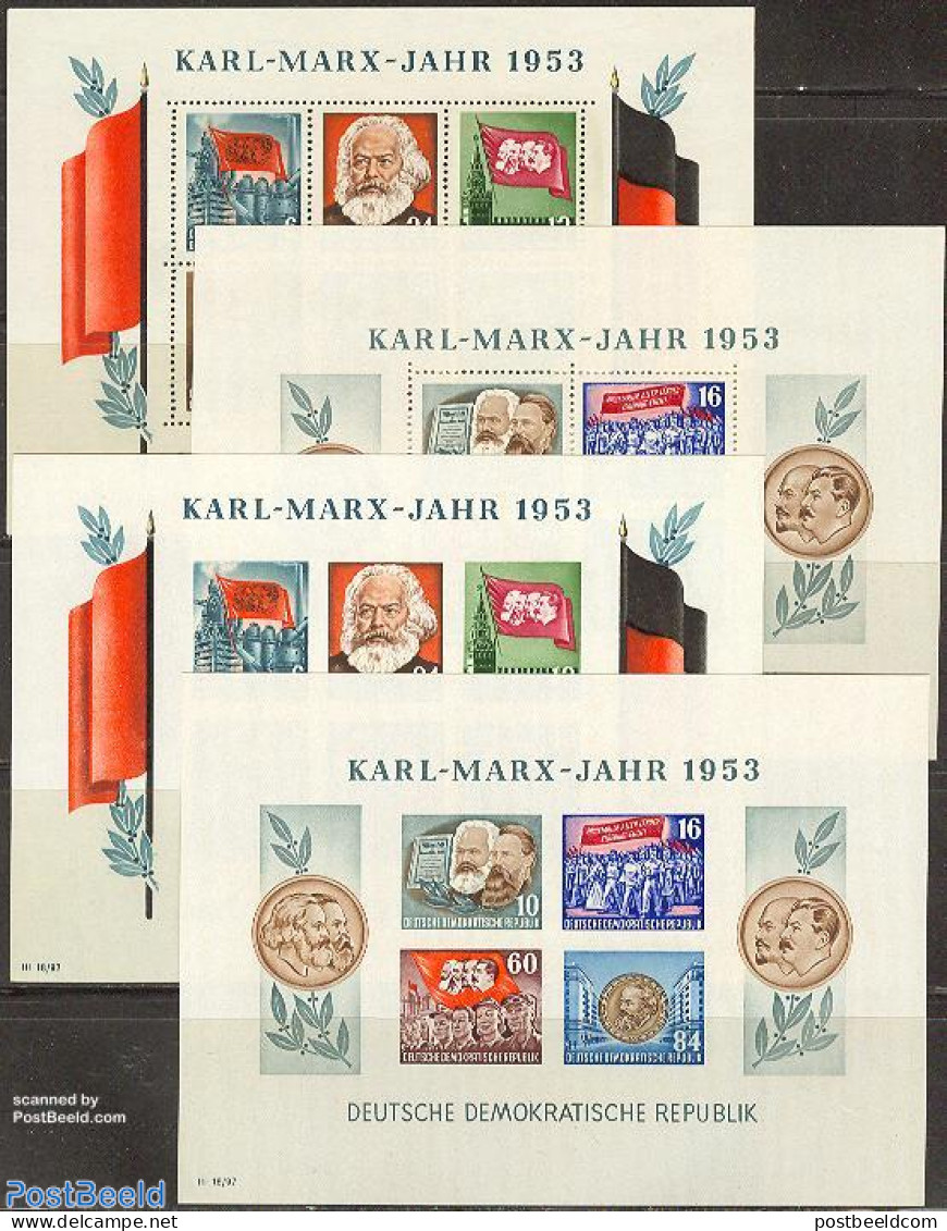 Germany, DDR 1953 Karl Marx 4 S/s (2 Perforated, 2 Imperforated), Mint NH, Art - Authors - Books - Otros & Sin Clasificación