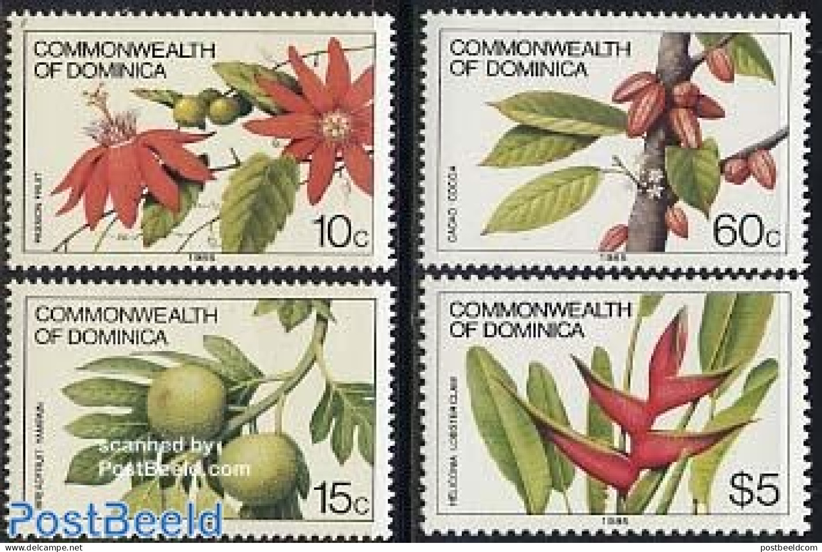 Dominica 1985 Flowers 4v With Year 1985, Mint NH, Nature - Flowers & Plants - Dominicaine (République)